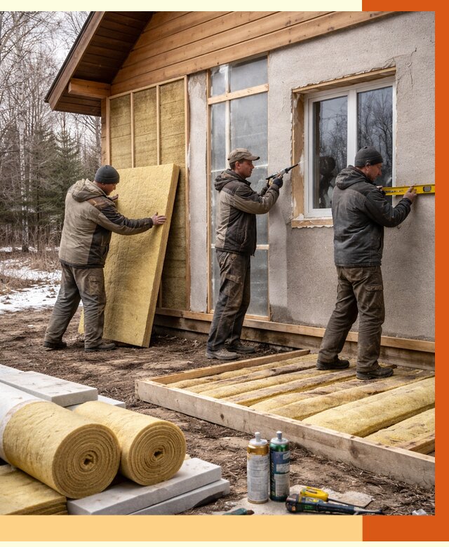 Утепление дачного дома в Нягани от 4838 руб/м2 — недорого | ТепломастерНга