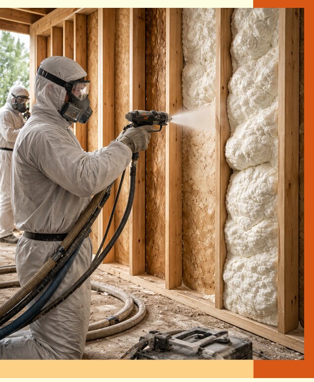 Утепление каркасного дома ППУ в Нягани от 2852 руб./м2 — работа под ключ | ТепломастерНга