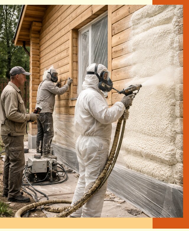 Утепление дома из бруса ППУ в Нягани от 3922 руб/м2 под ключ | ТепломастерНга