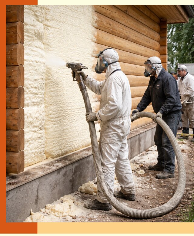 Утепление дома из бруса пенополиуретаном в Нягани