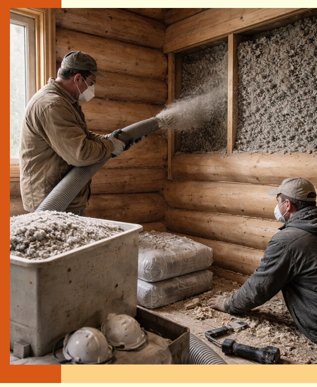 Утепление дома из бруса эковатой в Нягани