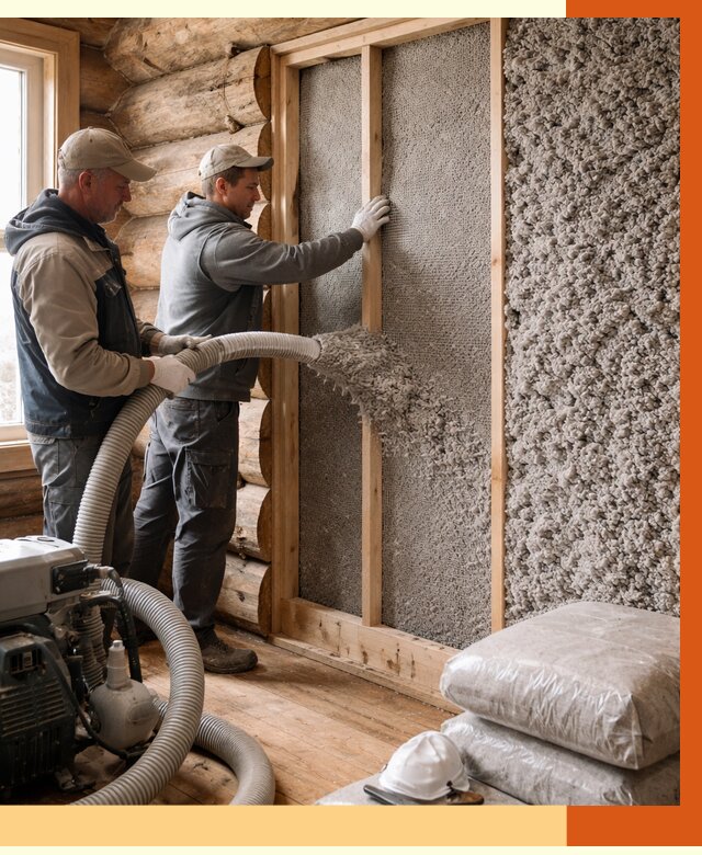 Утепление бревенчатого дома эковатой в Нягани от 2801 руб. | ТепломастерНга