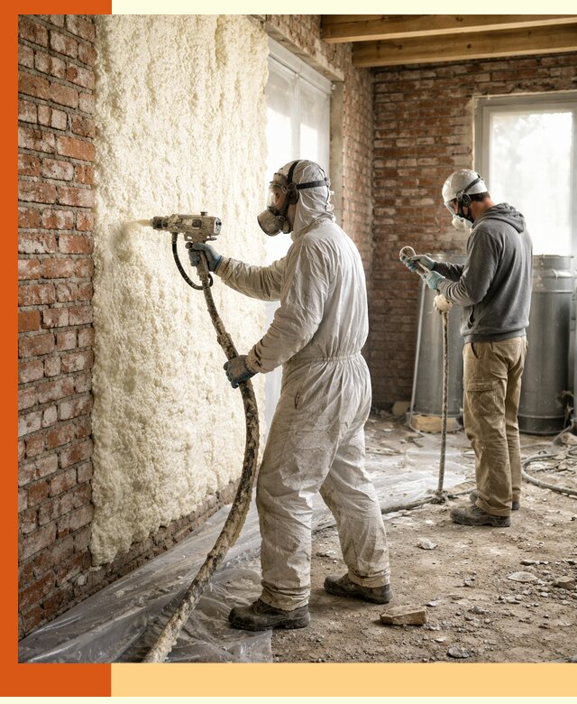 Утепление кирпичного дома пенополиуретаном в Нягани