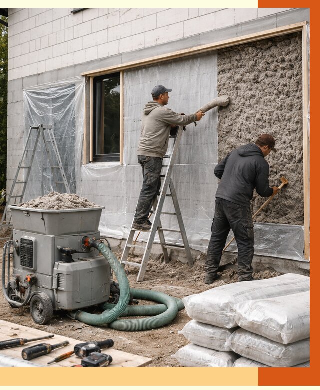 Утепление дома из газобетона эковатой в Нягани от 4584 руб./м2 | ТепломастерНга