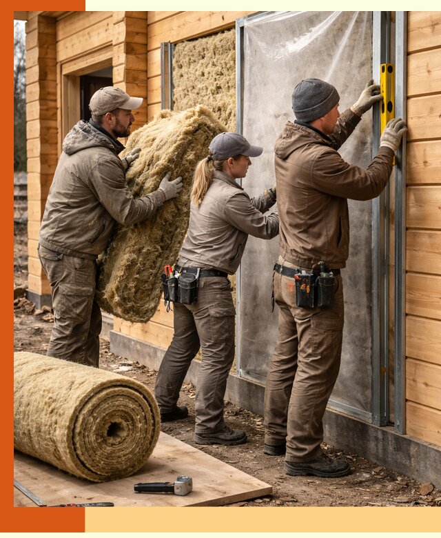 Утепление дома из двойного бруса в Нягани качественно и надёжно