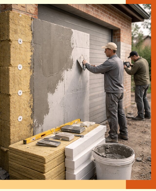 Утепление гаража снаружи в Нягани от 4278 руб. за м2 — наружное утепление под ключ | ТепломастерНга