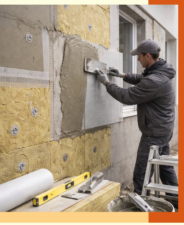 Утепление фасада под штукатурку в Нягани от 4278 руб/м2 — монтаж пенопластом и минватой | ТепломастерНга