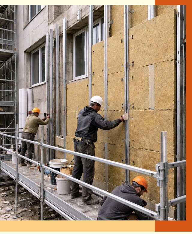 Утепление вентилируемого фасада в Нягани от 5704 руб/м2 — монтаж и утепление вентфасад | ТепломастерНга