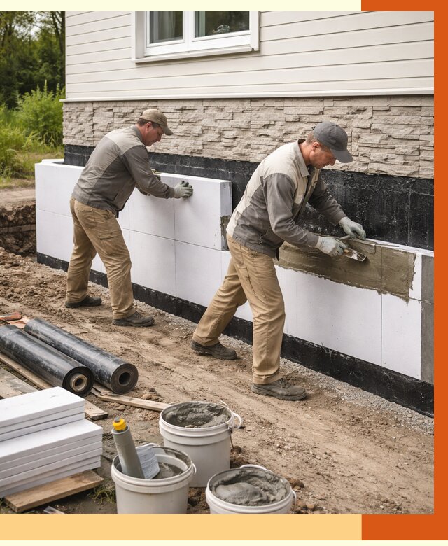 Утепление фундамента снаружи в Нягани от 4278 руб. за м² | ТепломастерНга