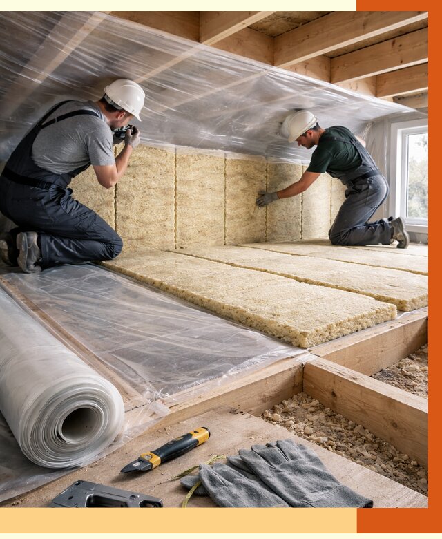 Утепление перекрытий в Нягани от 2903 руб/м2 — утепление межэтажных и чердачных | ТепломастерНга