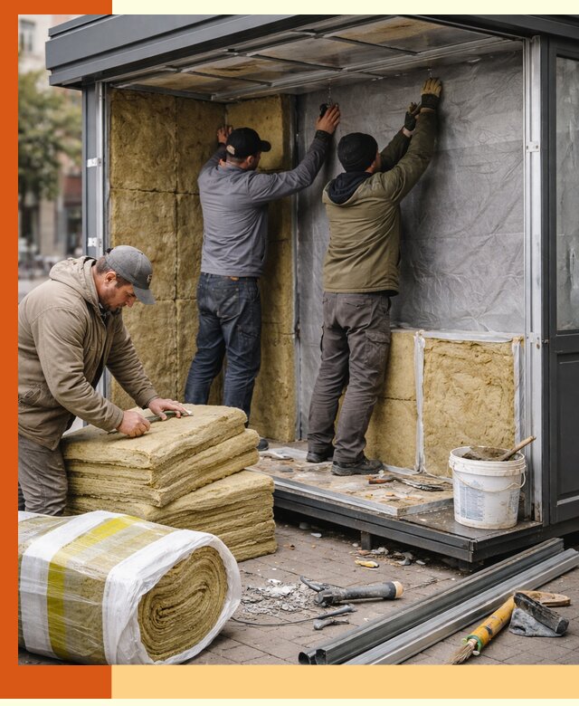Утепление павильона шаурмы под ключ в Нягани