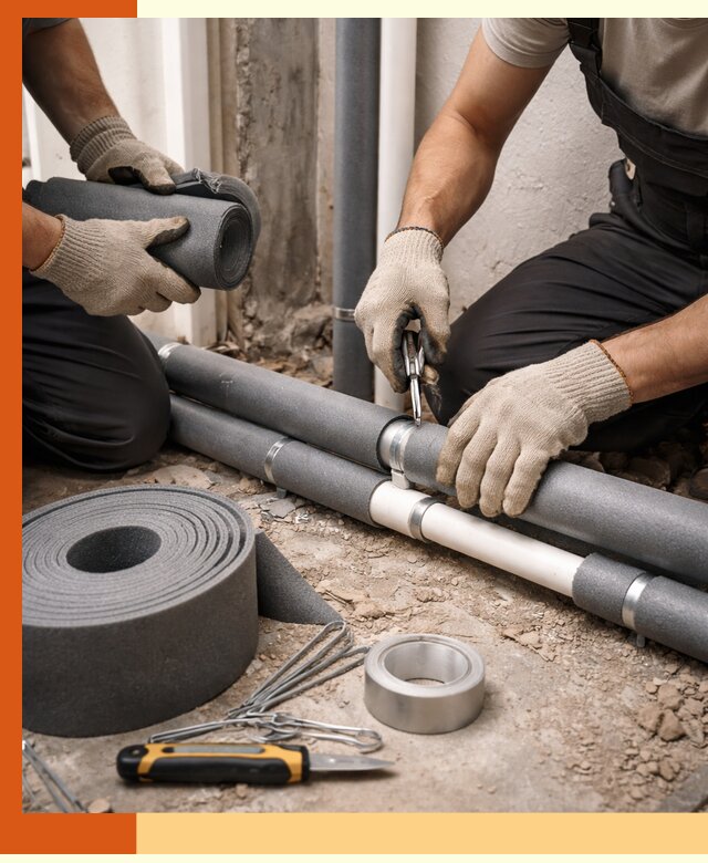 Утепление труб водоснабжения в Нягани — монтаж и защита сети