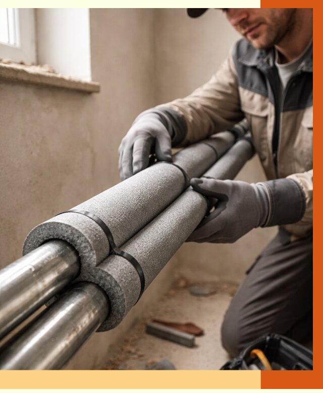 Утепление труб отопления в Нягани от 2903 руб. за м² — услуги под ключ | ТепломастерНга