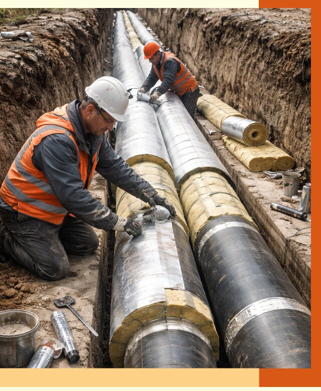 Утепление теплотрассы в Нягани от 4584 руб./м2 — ппу и комплексная изоляция | ТепломастерНга