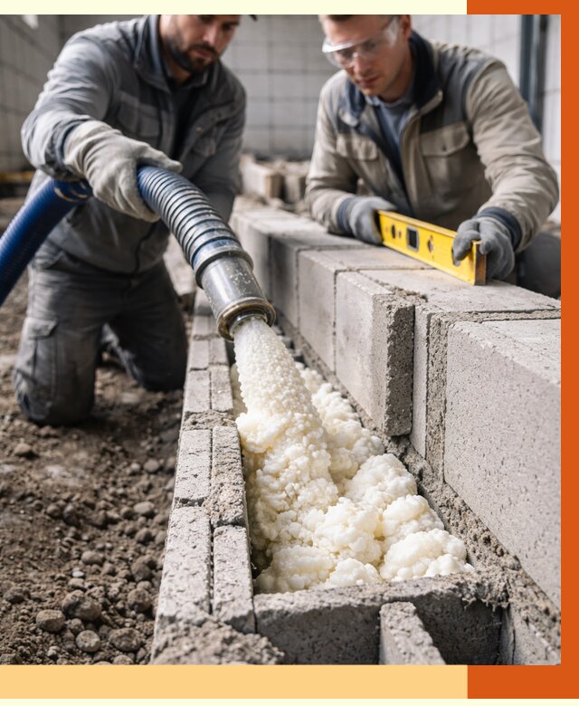 Заполнение колодцевой кладки ППУ в Нягани от 4278 руб. за м2 | ТепломастерНга