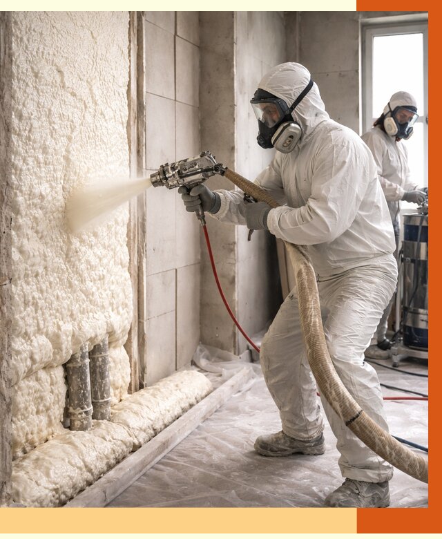 Напыление пенополиуретана в Нягани от 7640 руб./м2 — услуги и монтаж ППУ | ТепломастерНга