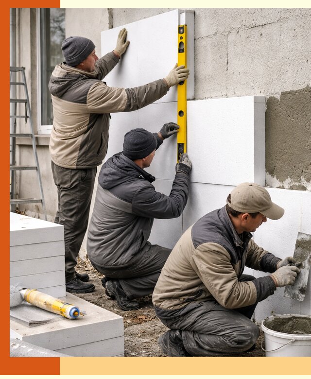 Утепление пенопластом наружных стен и фасадов в Нягани