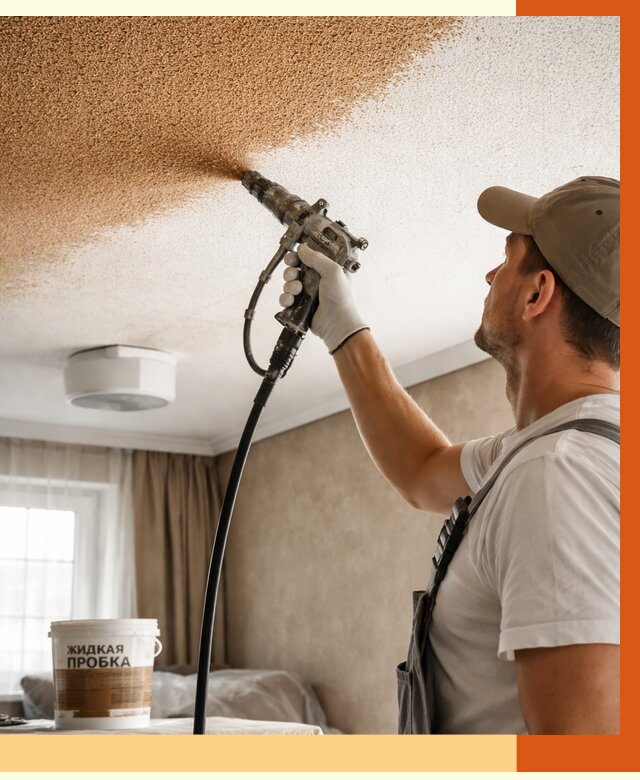 Утепление потолка жидкой пробкой в Нягани от 3565 руб. | ТепломастерНга