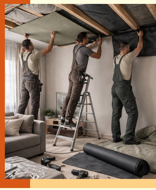 Шумоизоляция потолка в Нягани — профессиональное устранение шумов