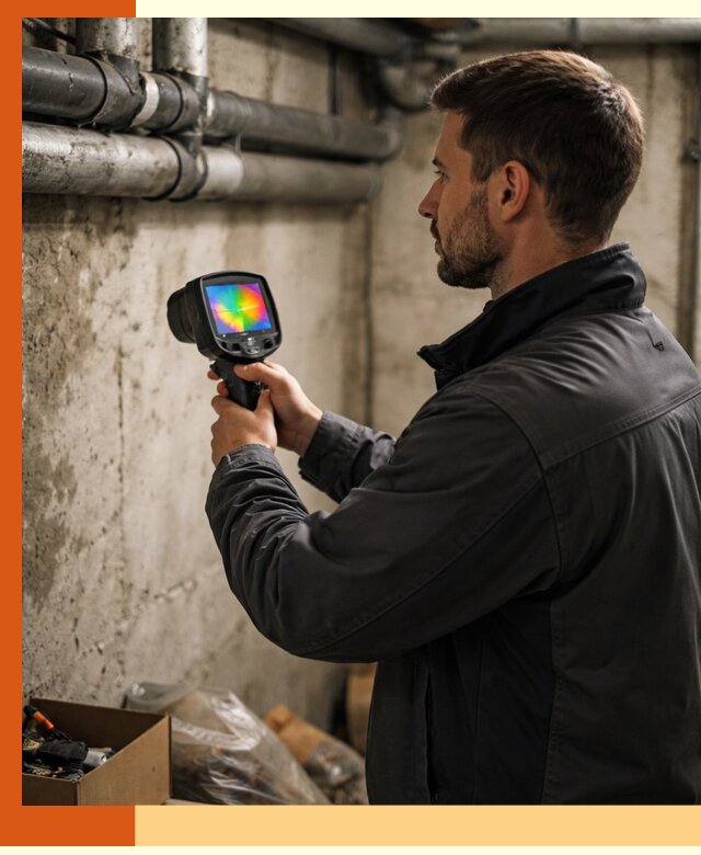 Тепловизионное обследование подвала в Нягани для поиска утечек тепла