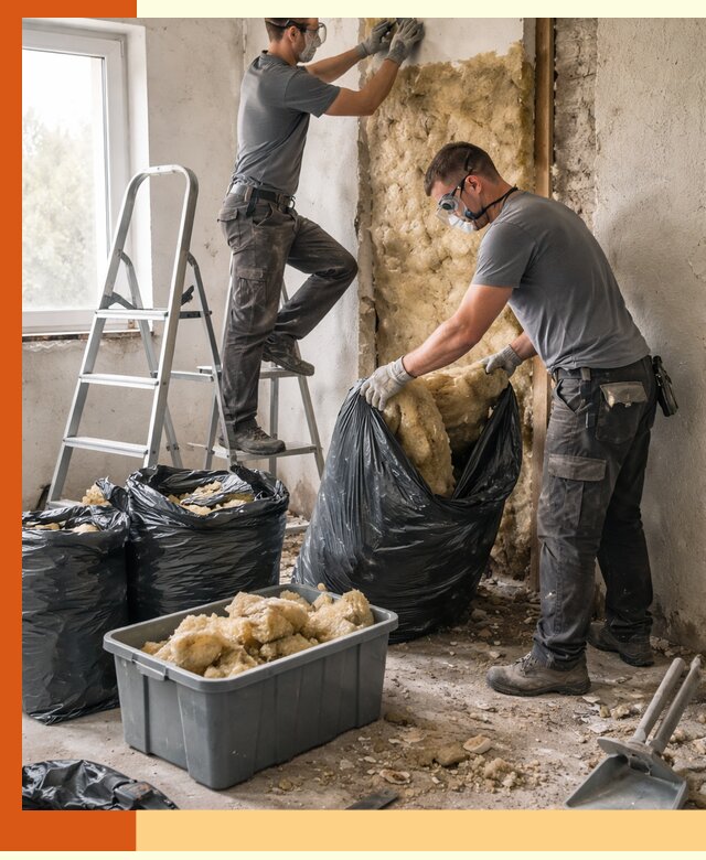 Демонтаж старого утеплителя и вывоз отходов в Нягани