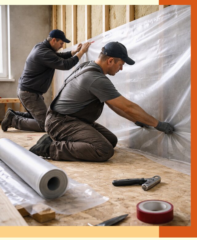 Монтаж пароизоляции в Нягани от 2547 руб. — установка и укладка под ключ | ТепломастерНга